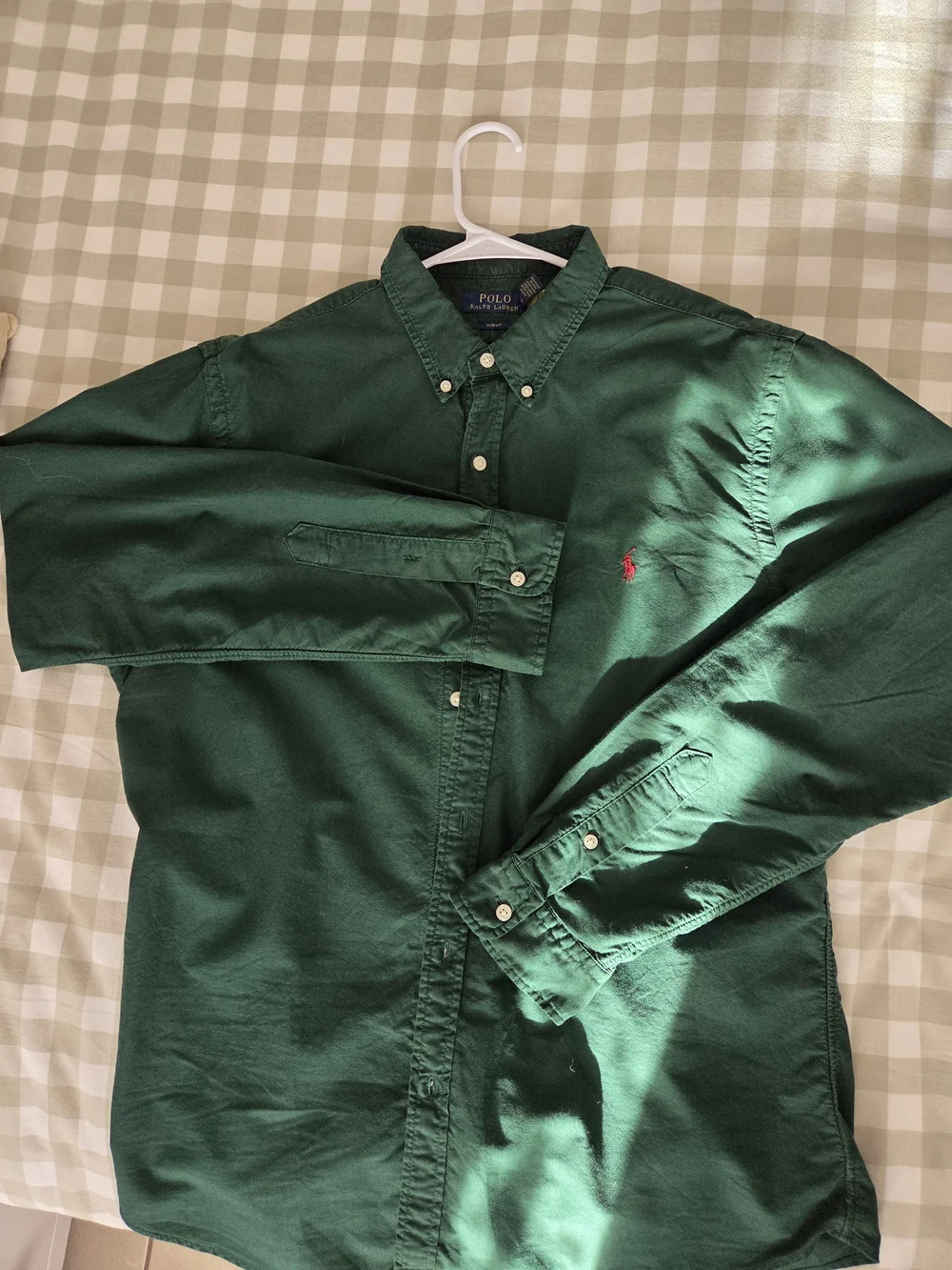Polo by Ralph Lauren Green Button-Down Oxford Shirt with Red Pony Slim FIT